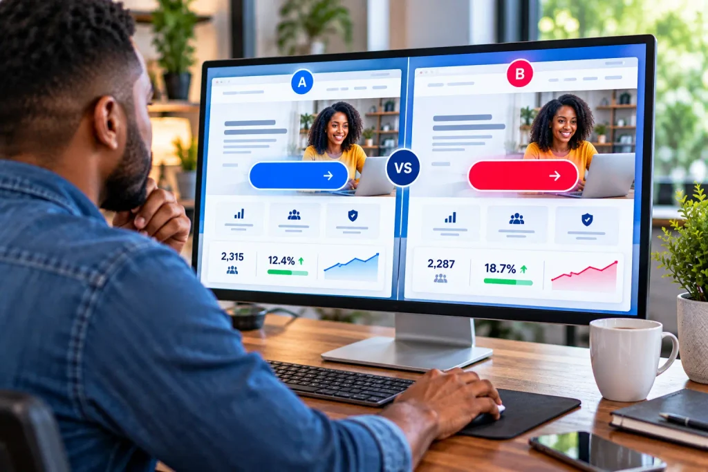 A digital split test demonstrating how to write a landing page that maximizes conversions.