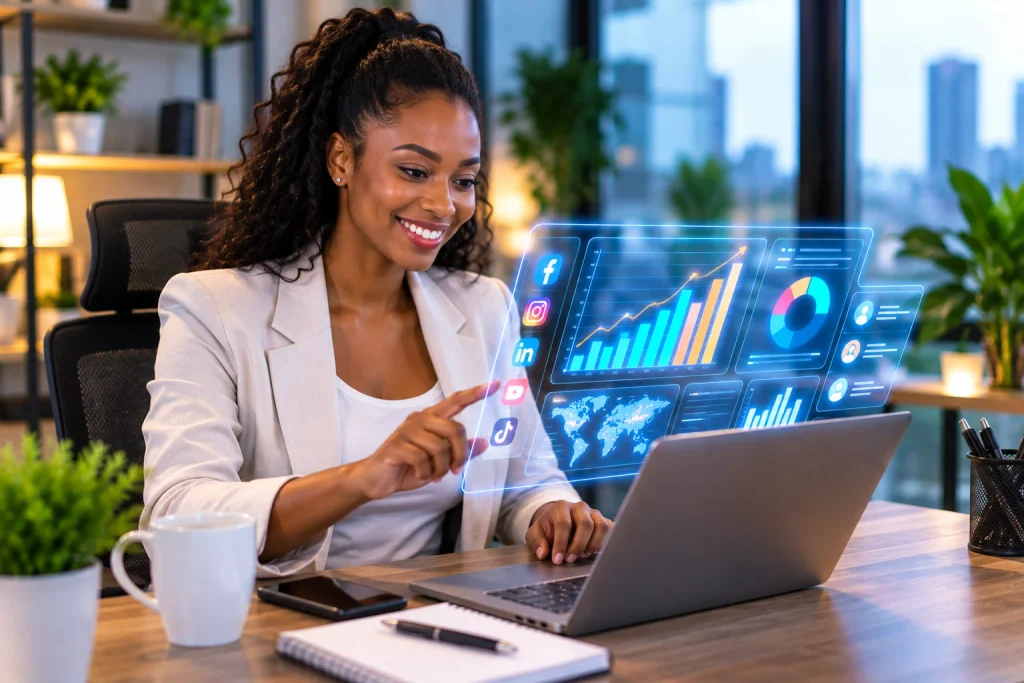 A successful digital manager implementing AI content automation to improve publishing efficiency.