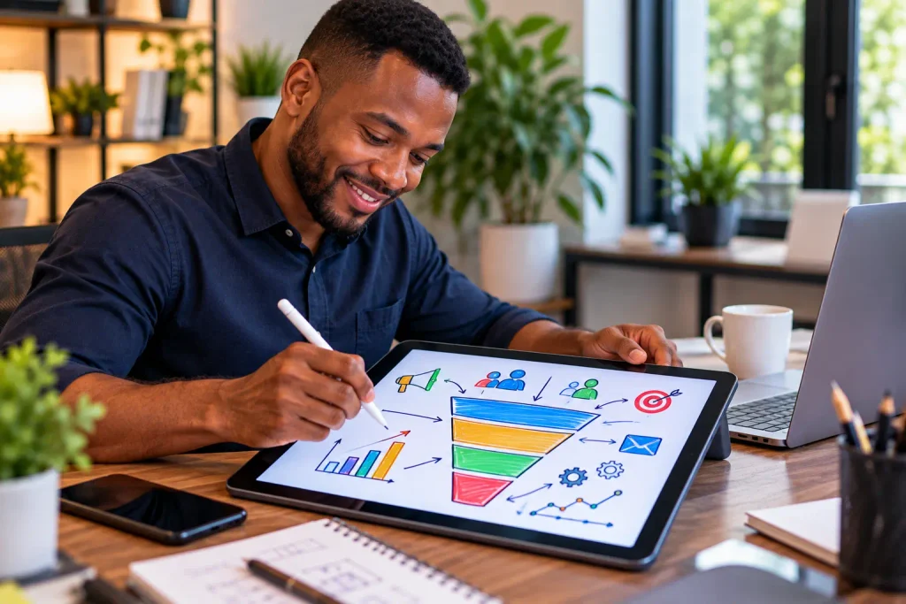 A successful digital manager using the AIDA copywriting formula to improve online sales.