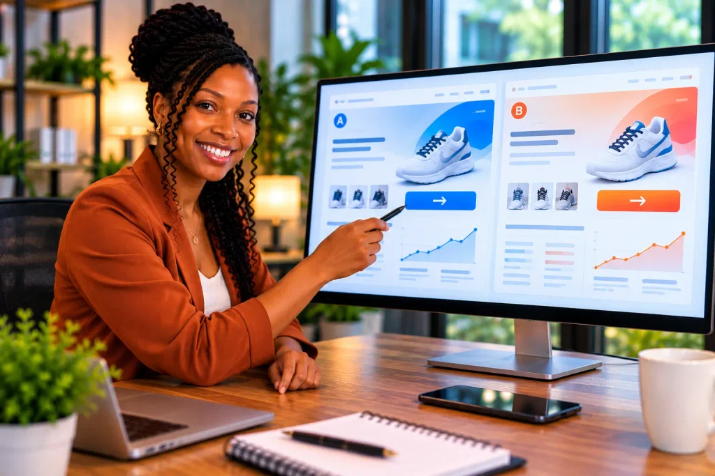 A digital split test demonstrating how to write a call to action that maximizes conversions.