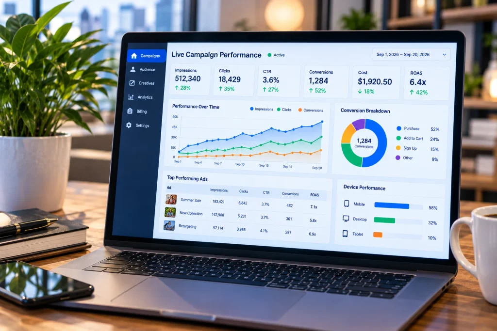 A digital analytics dashboard demonstrating metrics for remarketing for beginner users.