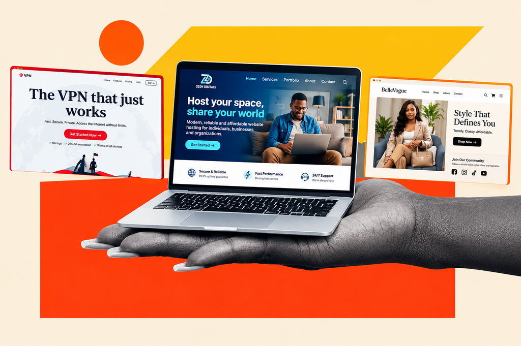 Examples of landing pages improved by professional copywriting services.