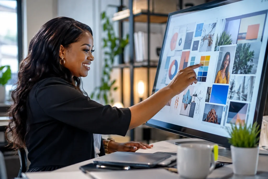 A successful digital manager discovering how to find your target audience to improve business visibility.
