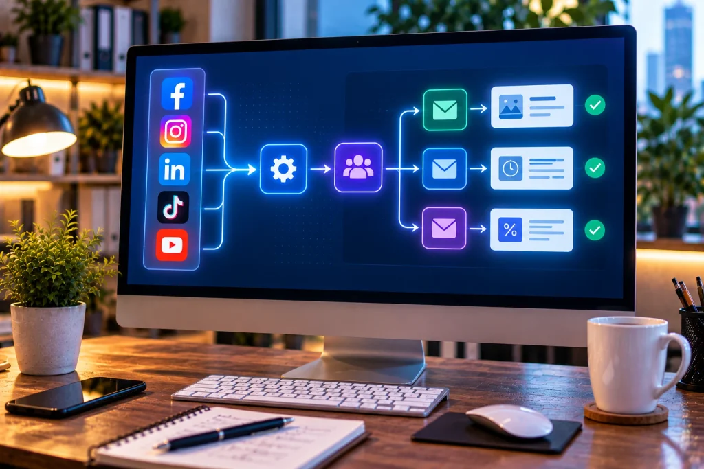 A digital flowchart demonstrating how to properly map out lead generation for beginners.