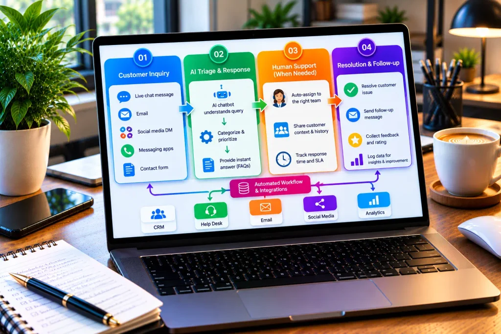 An infographic breaking down ai automation for small business tasks support frameworks for tech founders. Ai Automation for Small Business Tasks
