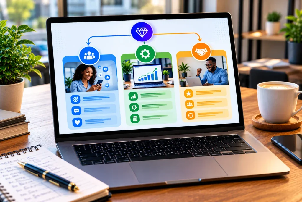An infographic breaking down how to write a unique value proposition elements for software brands. Unique Value Proposition